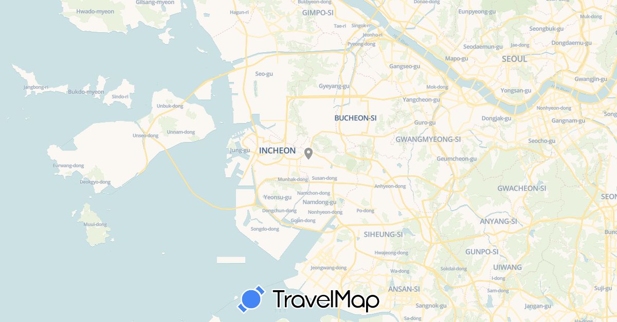 TravelMap itinerary: plane in South Korea (Asia)